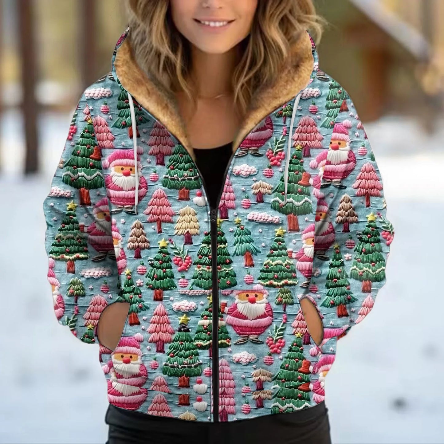 Cozy Hooded Plush Sweatshirt Women Winter Jacket Coat