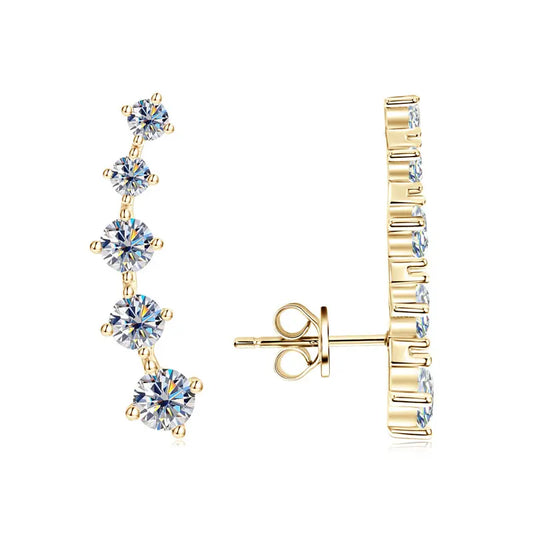 Oxtao Women's Moissanite Crawler Earrings 14K Gold Filled