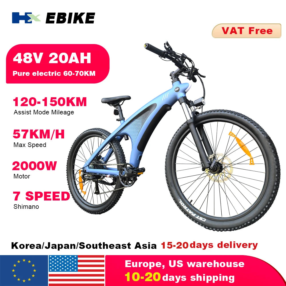 HX Q5 2000W 48V 20Ah Electric AllTerrainAdventureEngineering Mountain Ebike ProEdition