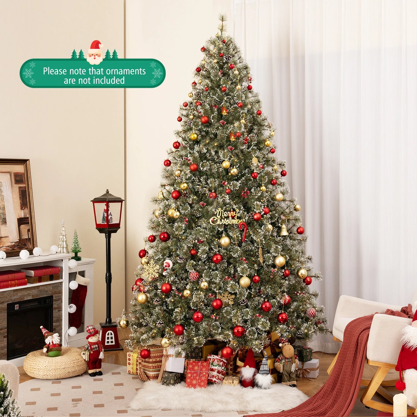 LIFEZEA Prelit Artificial Christmas Tree With 9 Lighting Modes
