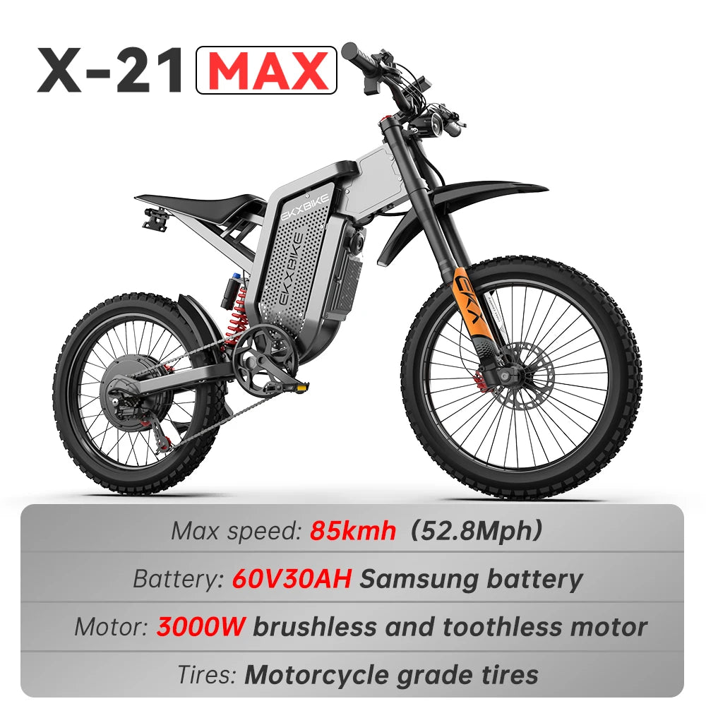 EKX X21 Max Electric Motorcycle 3000W Brushless Gearless PerformancePlusReliability