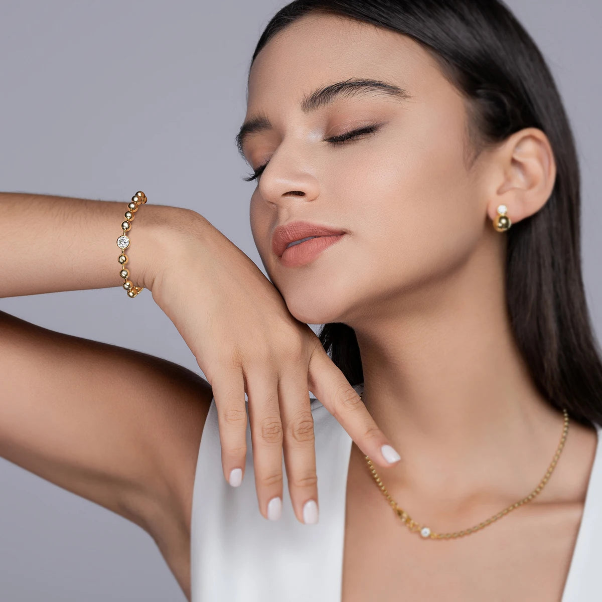 Jiuzuan Moissanite Bracelet S925 Silver 18K Gold Plated