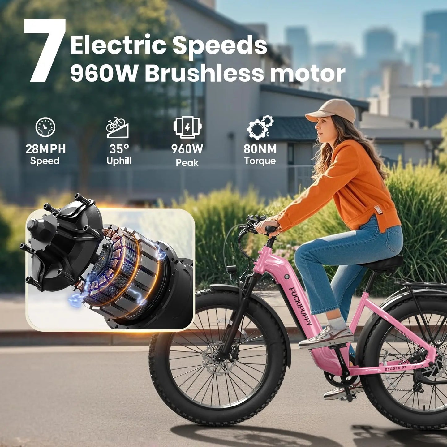PUCKIPUPPY Beagle ST Electric Bike for Adults Fat Tire Ebike