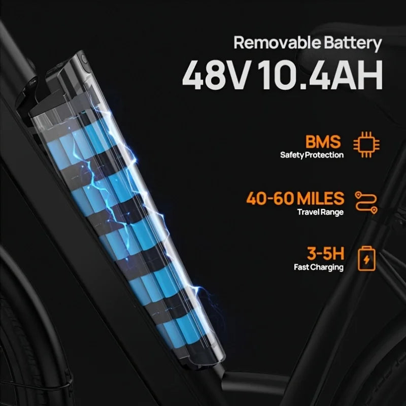 URLIFE PeakPerformanceSeries 750W E26 Electric Bicycle For Adults RemovableLithiumBatteryPack