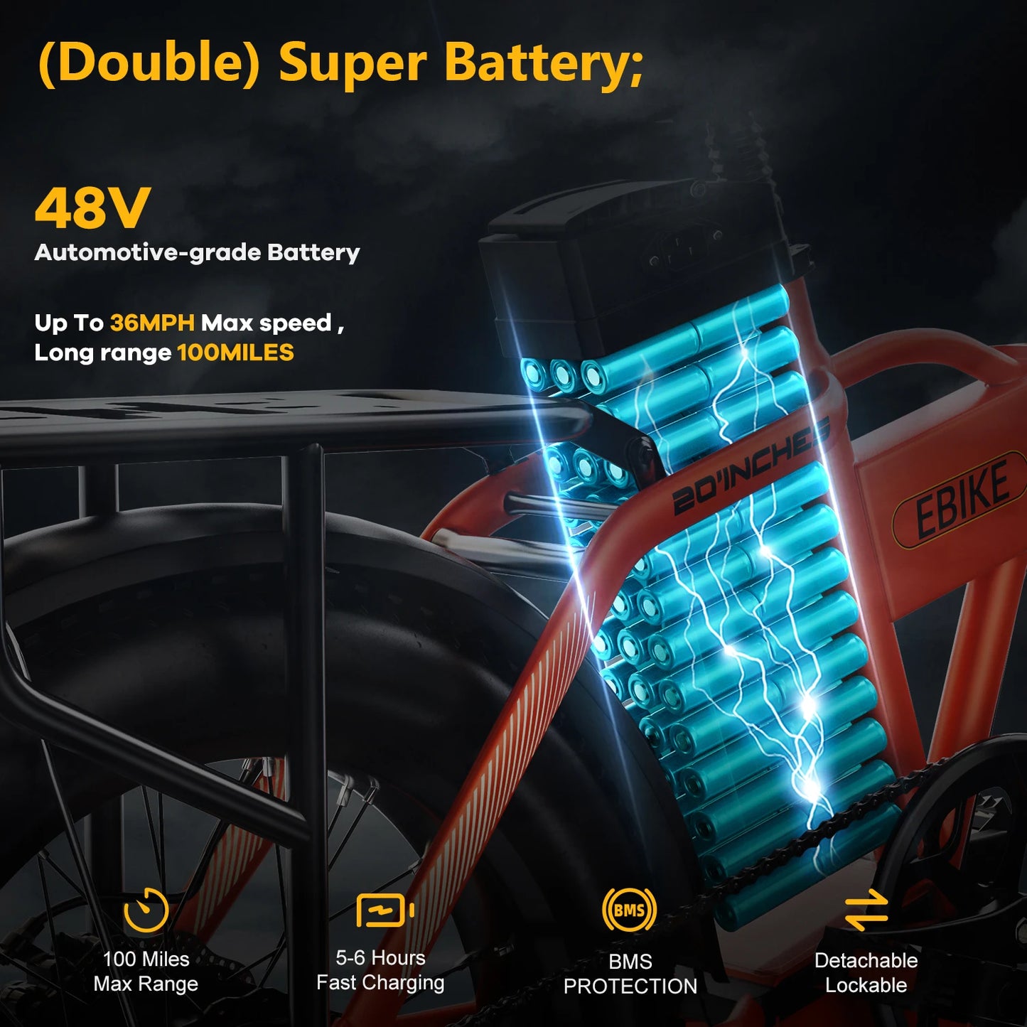 CYBERVELO 1000W Folding Electric Bike with 48V Battery 30 MPH
