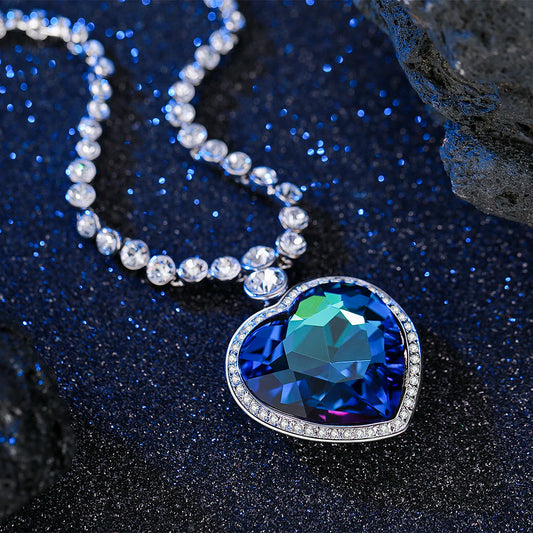 NONECN Heart Of The Ocean Necklace Titanic Inspired Crystal Pendant