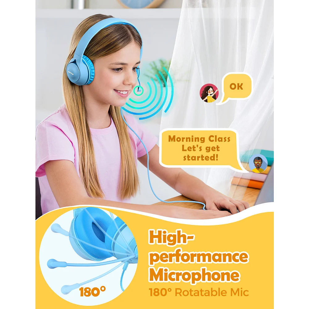 MPOW LH1 On-Ear Kids Headphones With Microphone And Safe Volume Limiter