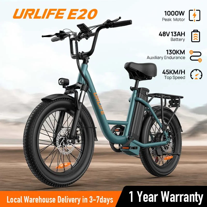 URLIFE 1000W E20 Electric Bike 48V 13Ah Removable Battery
