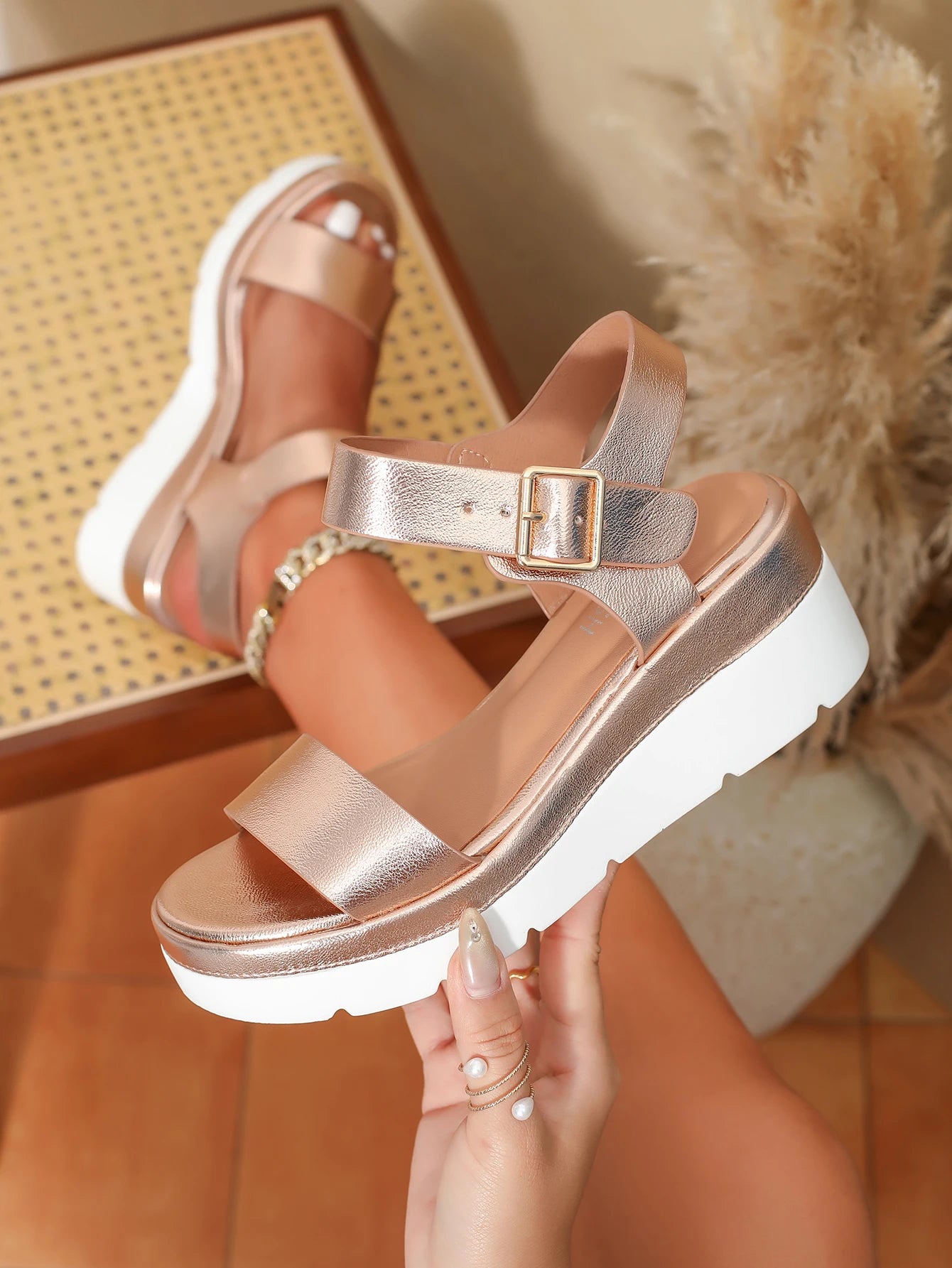 Women Ankle-Wrap Sandals With Rubber Outsole For Comfort