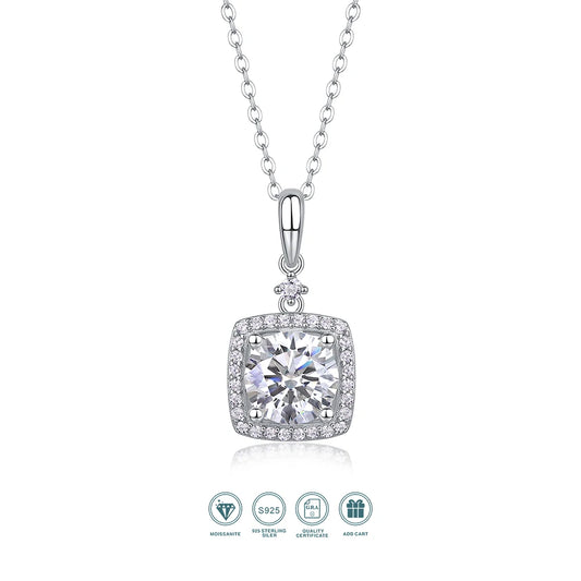 Jiuzuan 2 Carat Moissanite Pendant Necklace 18K Gold Plated