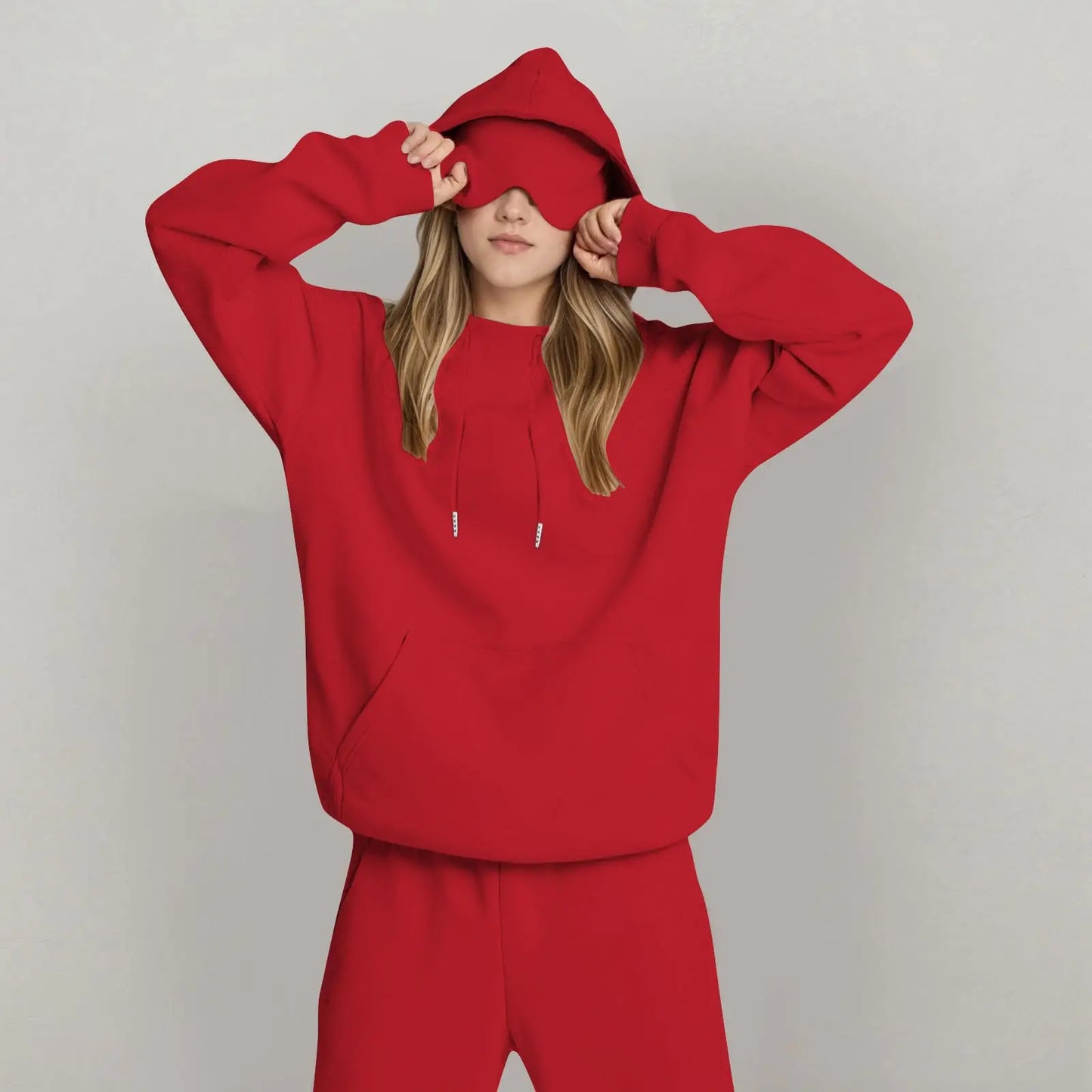 Unisex Hooded Sweatshirt With Built In Eye Mask Pullover