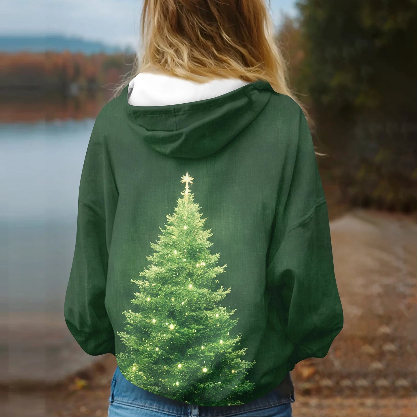 Womens Hooded Sweatshirt Printed Casual With Pockets