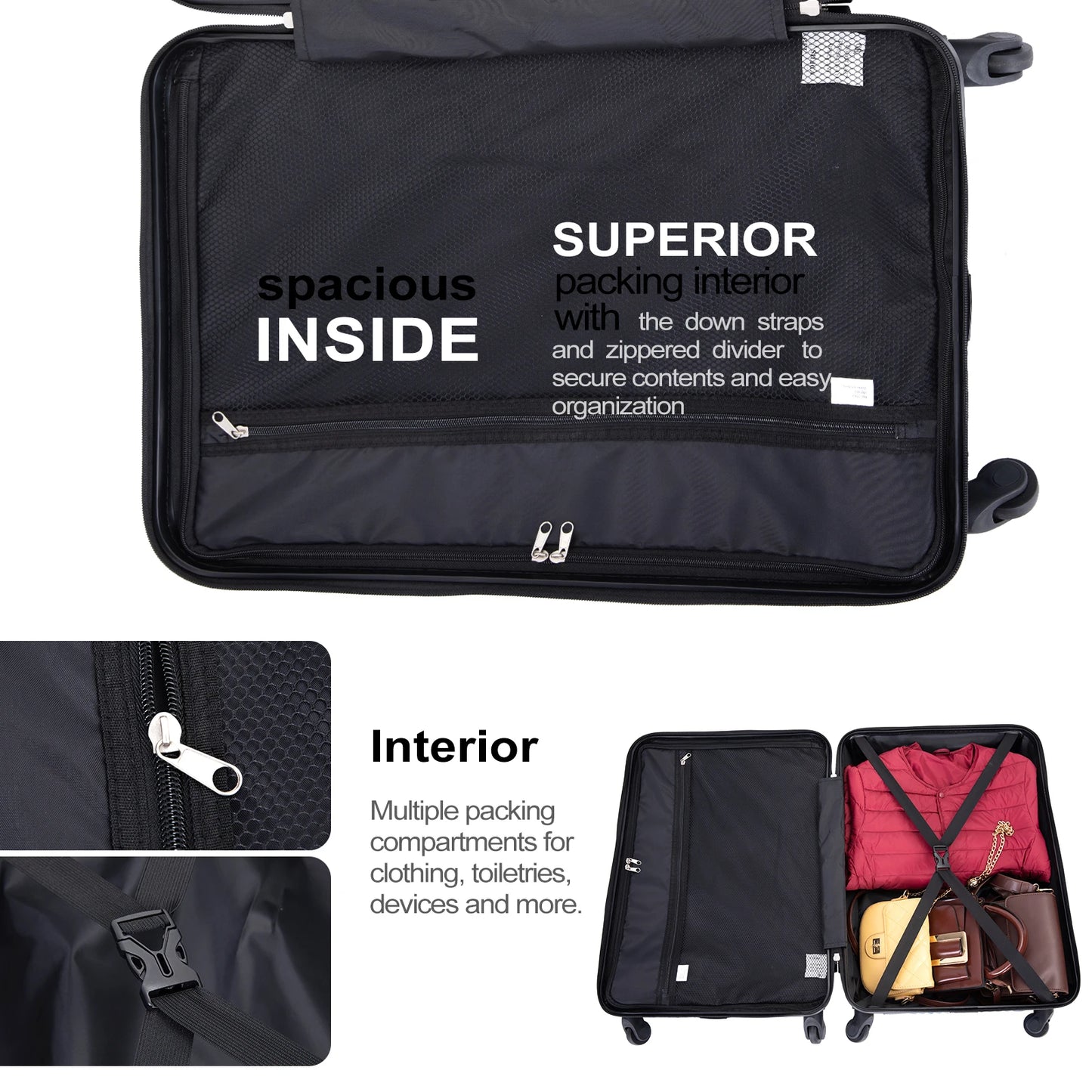 Tripcomp Hardshell Luggage Set 3-Piece Spinner Wheel