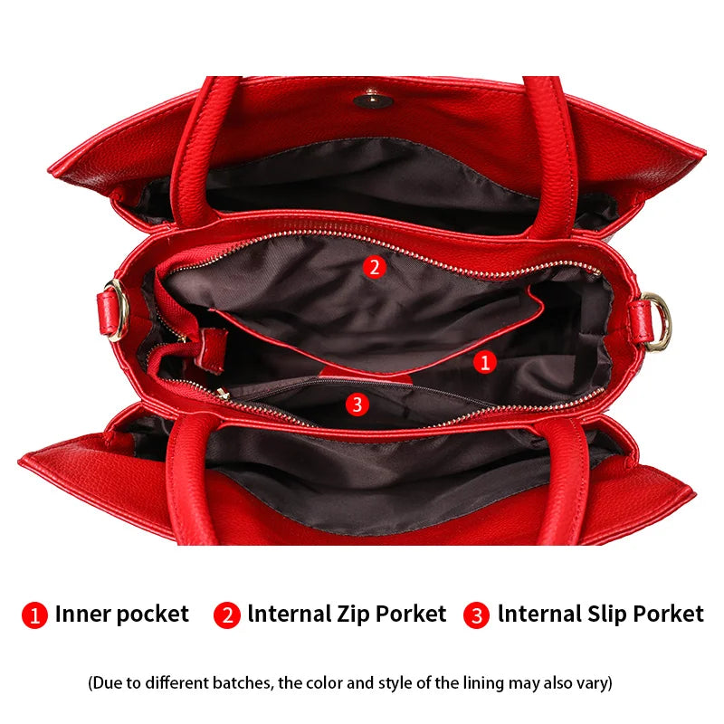 Aidrani Genuine Leather Womens Handbag Large Capacity Floral Print Cowhide For Everyday Use