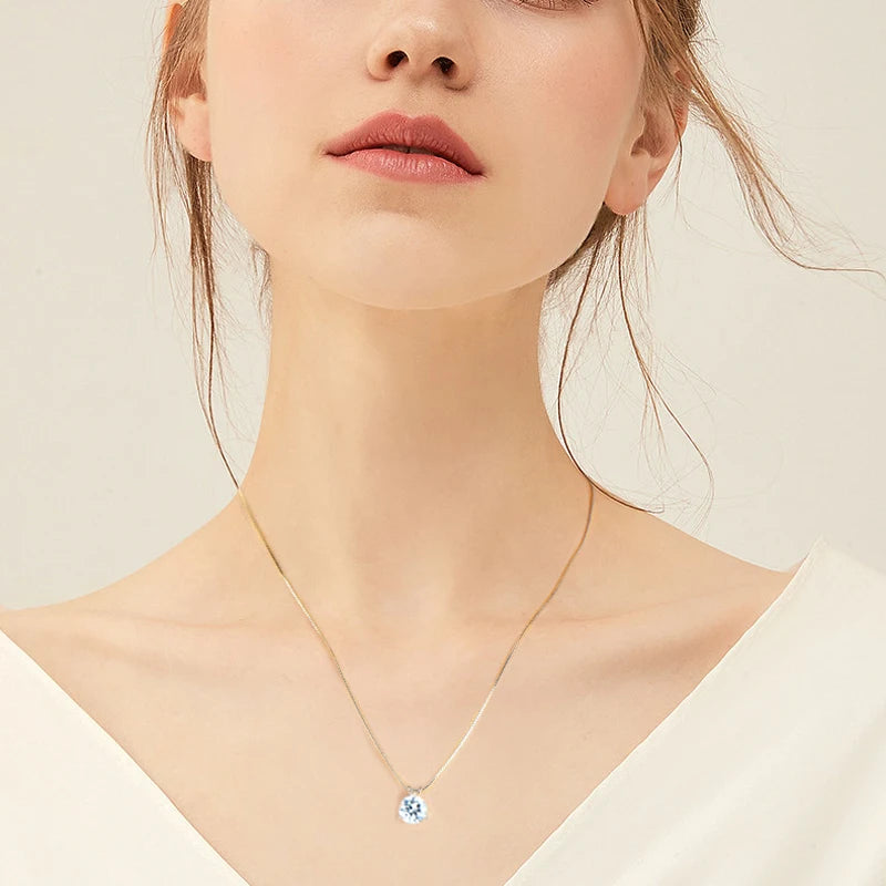 Oxtao Solitaire Moissanite Pendant Necklace For Women