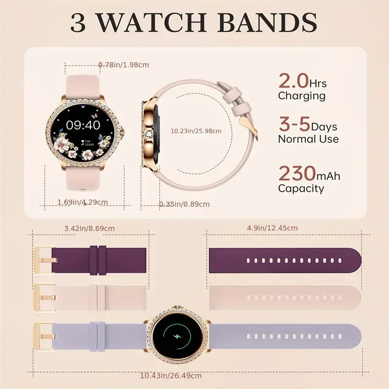 Women's Smartwatch for Android and iPhone Full Touch Screen Fitness Tracker