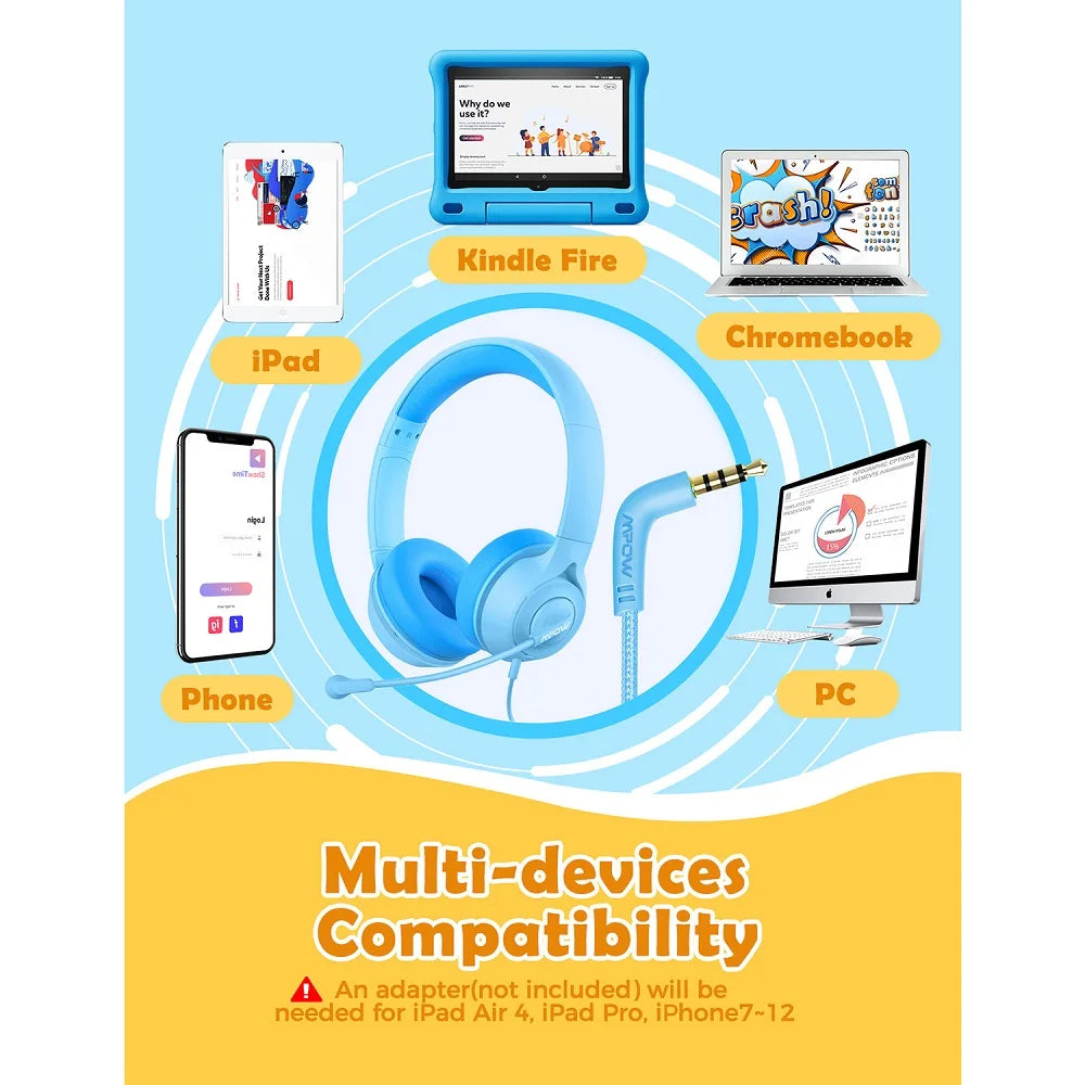 MPOW LH1 On-Ear Kids Headphones With Microphone And Safe Volume Limiter