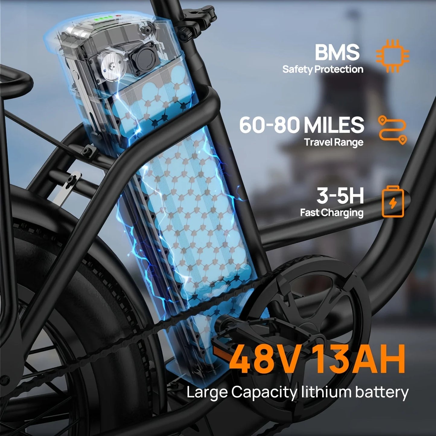 URLIFE 1000W E20 Electric Bike 48V 13Ah Removable Battery