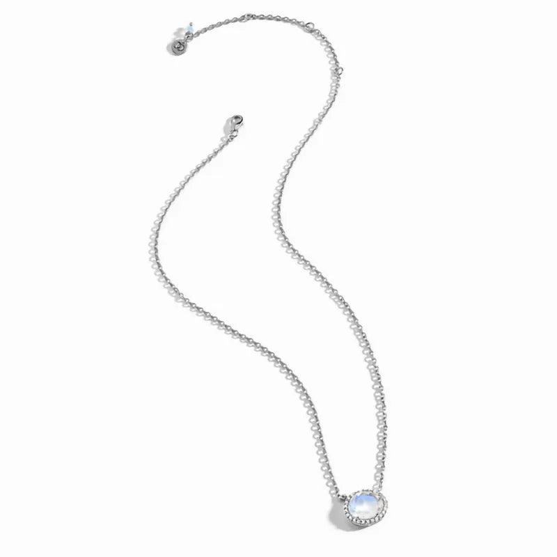 Moonstone Charm Necklace Zircon Setting Jewelry Elegant