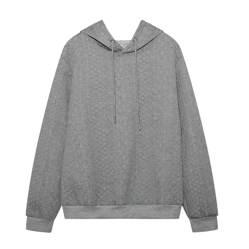 LISMCN PremiumQuality Solid Color Hooded Collar Oversized Long Sleeve KnitwearSweater