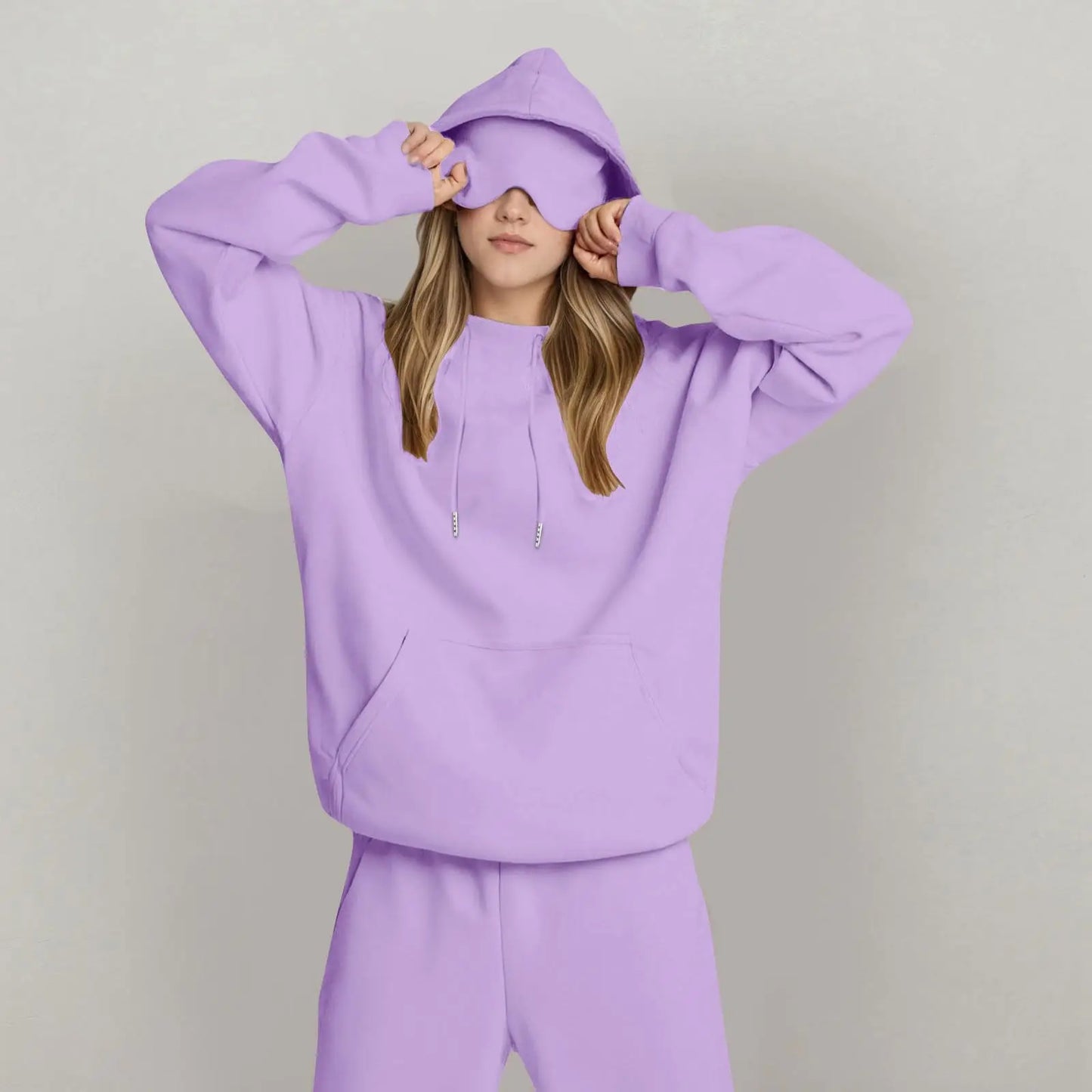 Unisex Hooded Sweatshirt With Built In Eye Mask Pullover