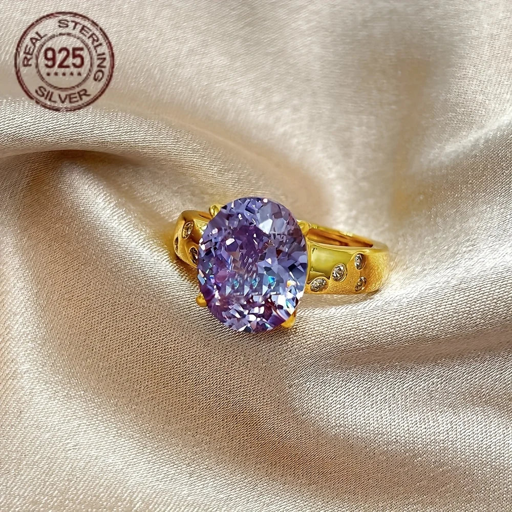 WPOOCC 18K Plated Sterling Silver Ring For Women Zircon Wedding