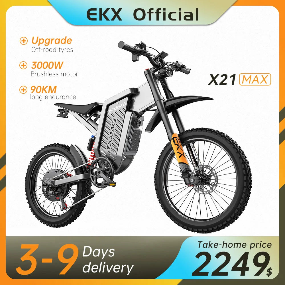 EKX X21 Max Electric Motorcycle 3000W Brushless Gearless PerformancePlusReliability