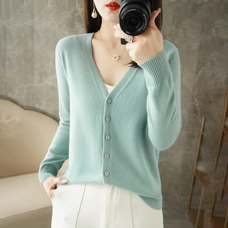 V Neck Cardigan For Women Knit Loose Fit Sweater