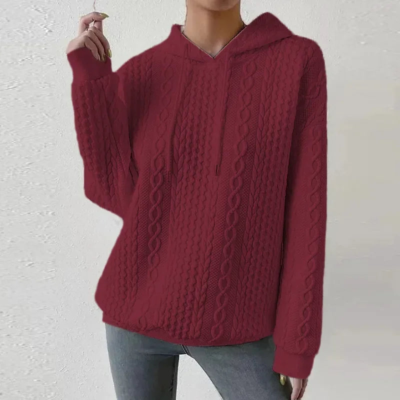 LISMCN PremiumQuality Solid Color Hooded Collar Oversized Long Sleeve KnitwearSweater