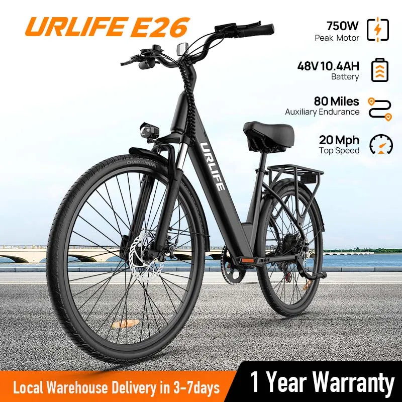 URLIFE PeakPerformanceSeries 750W E26 Electric Bicycle For Adults RemovableLithiumBatteryPack