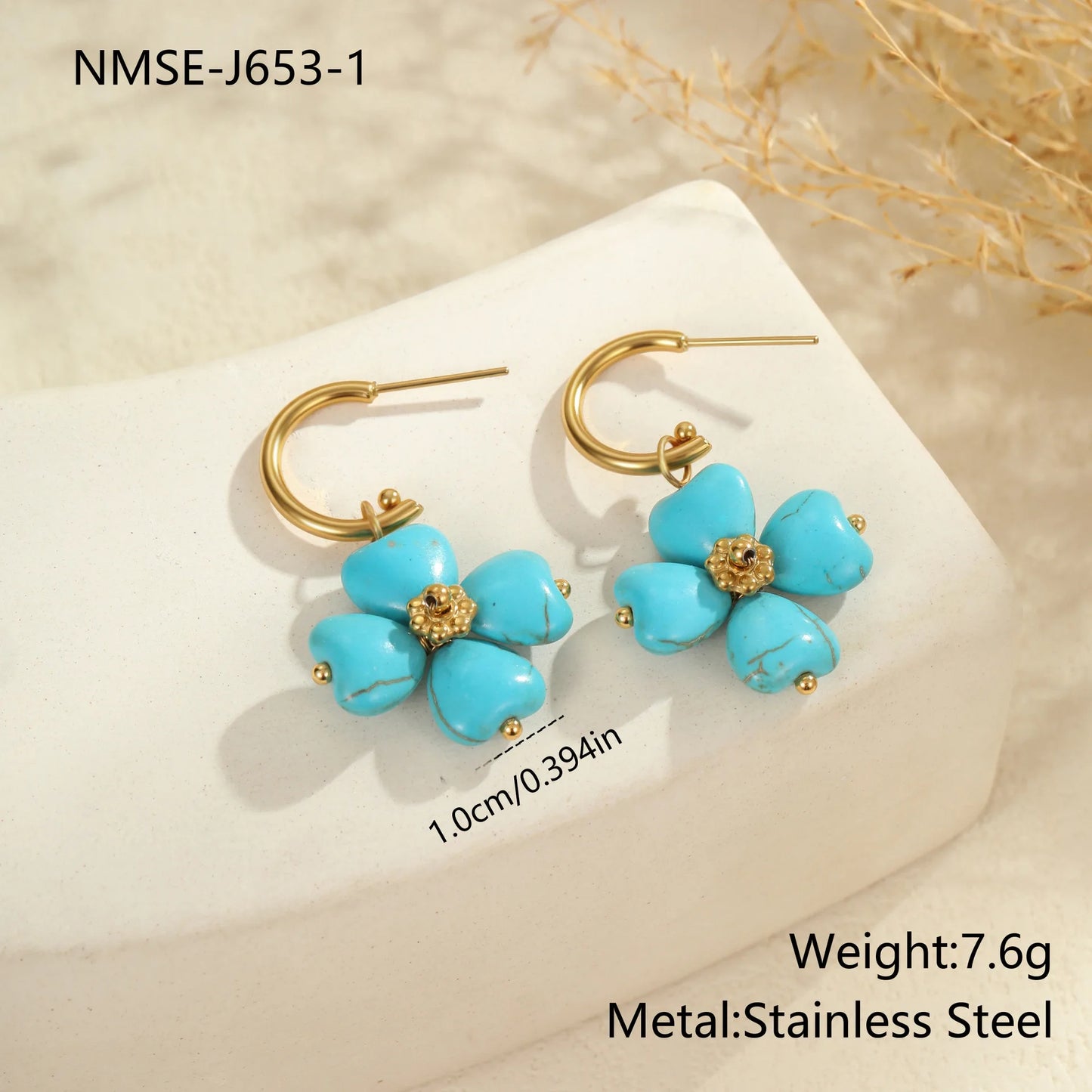Popular Turquoise Natural Stone Necklace Light Luxury Ins Titanium Steel Ring Bohemian Earrings Jewelry Wholesale