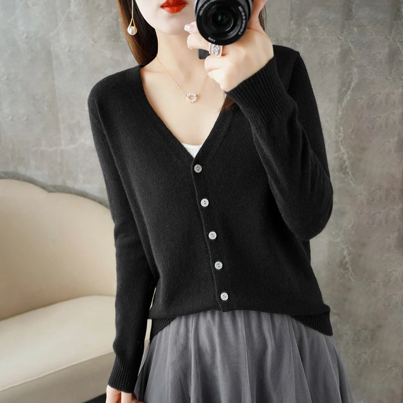 V Neck Cardigan For Women Knit Loose Fit Sweater