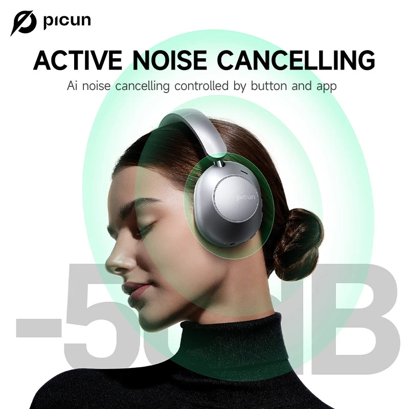 Picun F6 Active Noise Cancelling Bluetooth Headphones With Low Latency