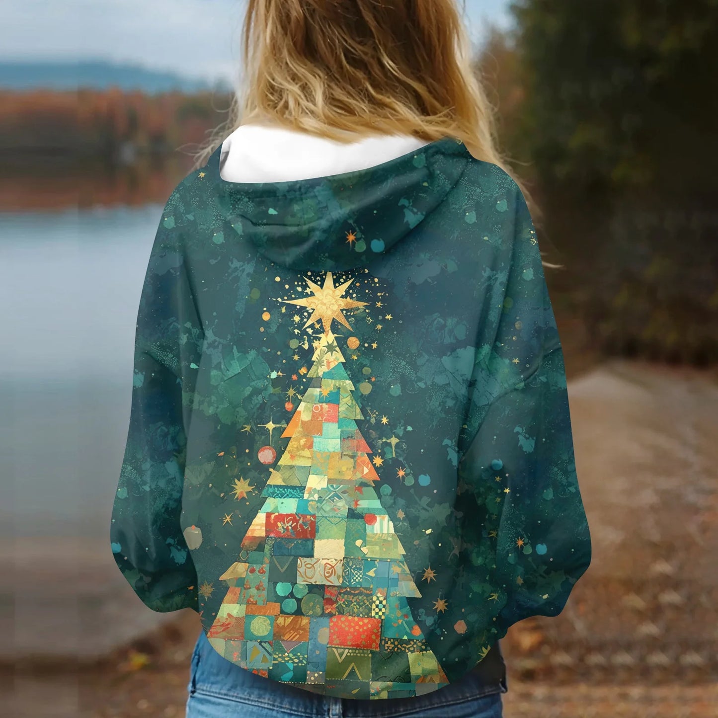 Womens Hooded Sweatshirt Printed Casual With Pockets