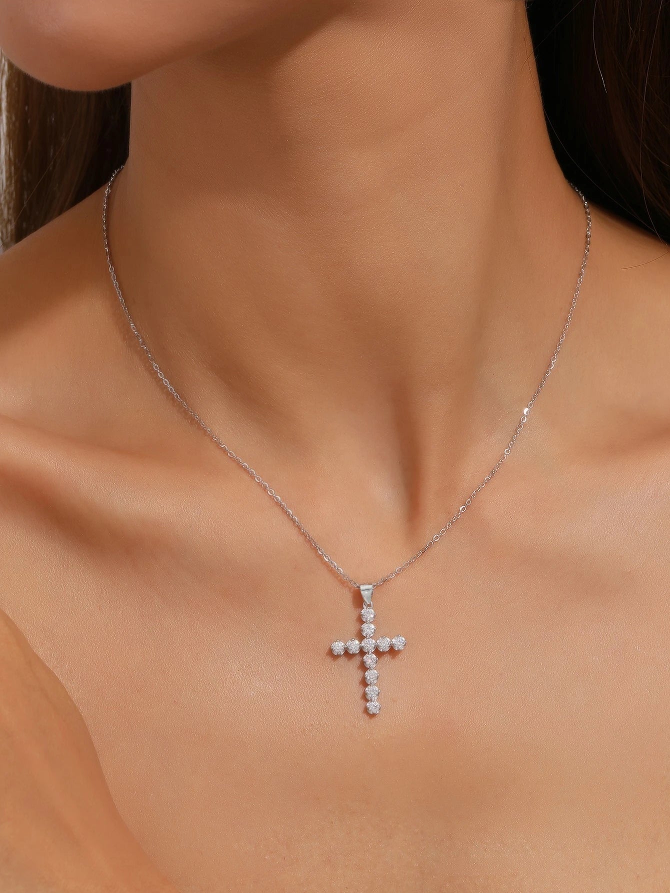 S925 Sterling Silver Moissanite Cross Pendant 18k Gold Plated