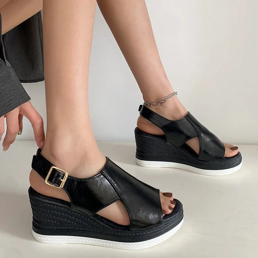 Ltarta Women's Muffin Thick-Sole Wedge Heel Sandals