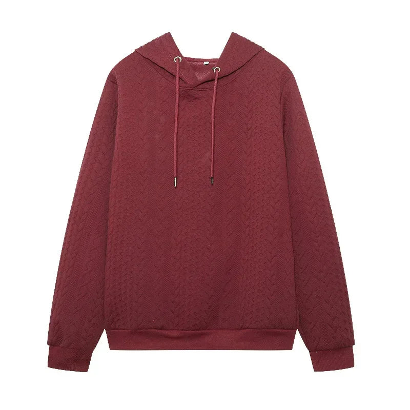 LISMCN PremiumQuality Solid Color Hooded Collar Oversized Long Sleeve KnitwearSweater