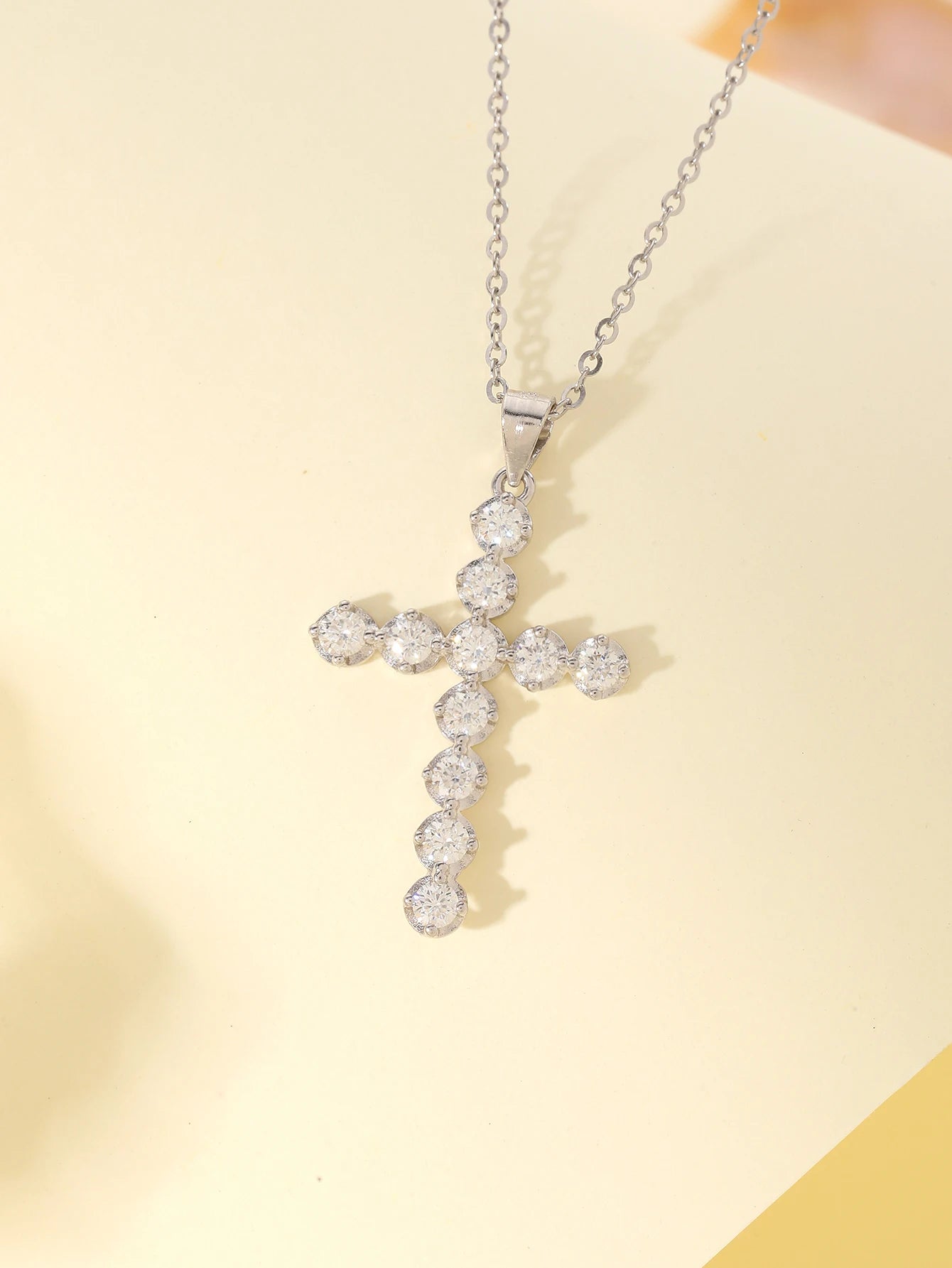 S925 Sterling Silver Moissanite Cross Pendant 18k Gold Plated