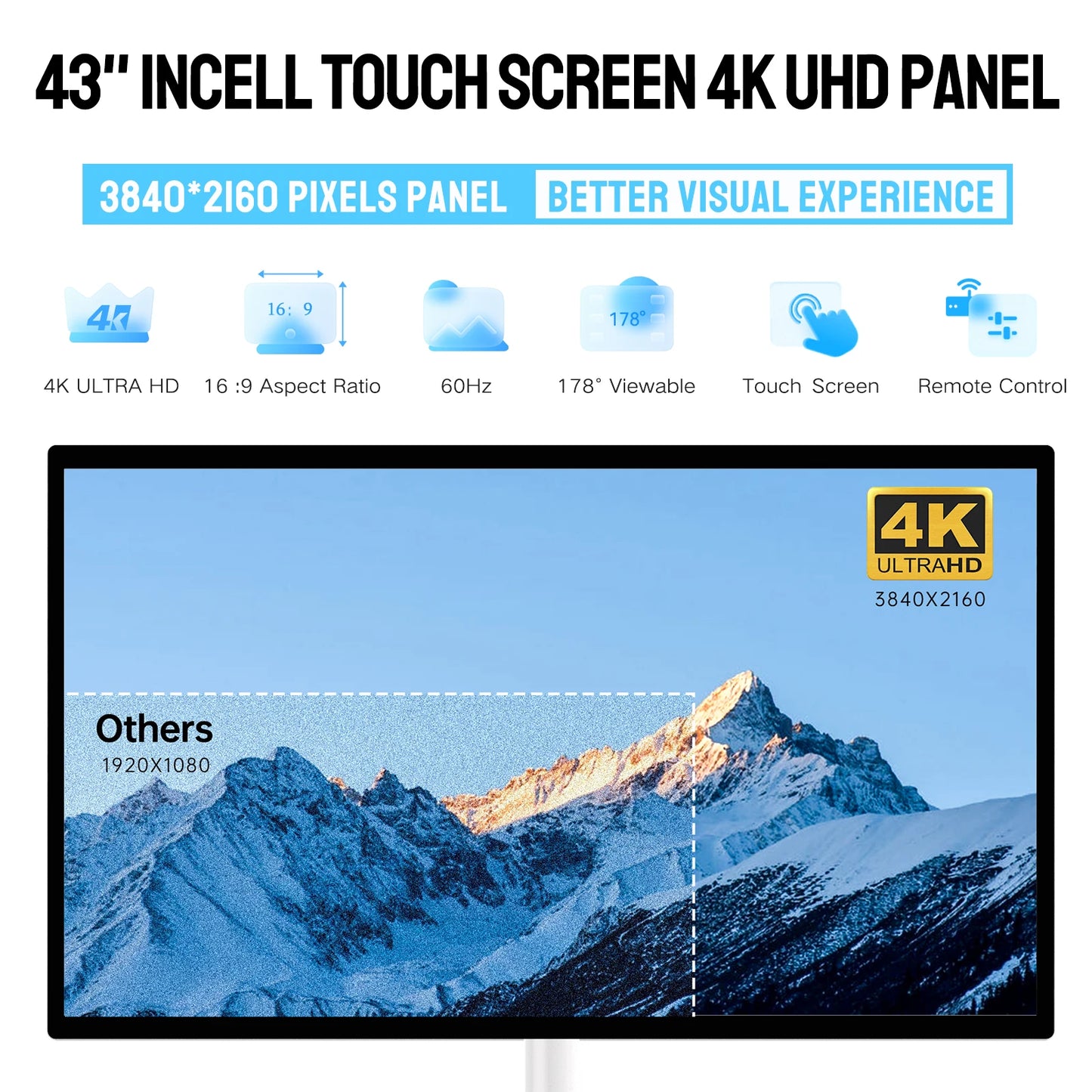 MWE 32/43-Inch Portable TV Smart Screen on Wheels, 2K Rotatable Monitor with Touchscreen, Android OS, 8H Video Playback Time