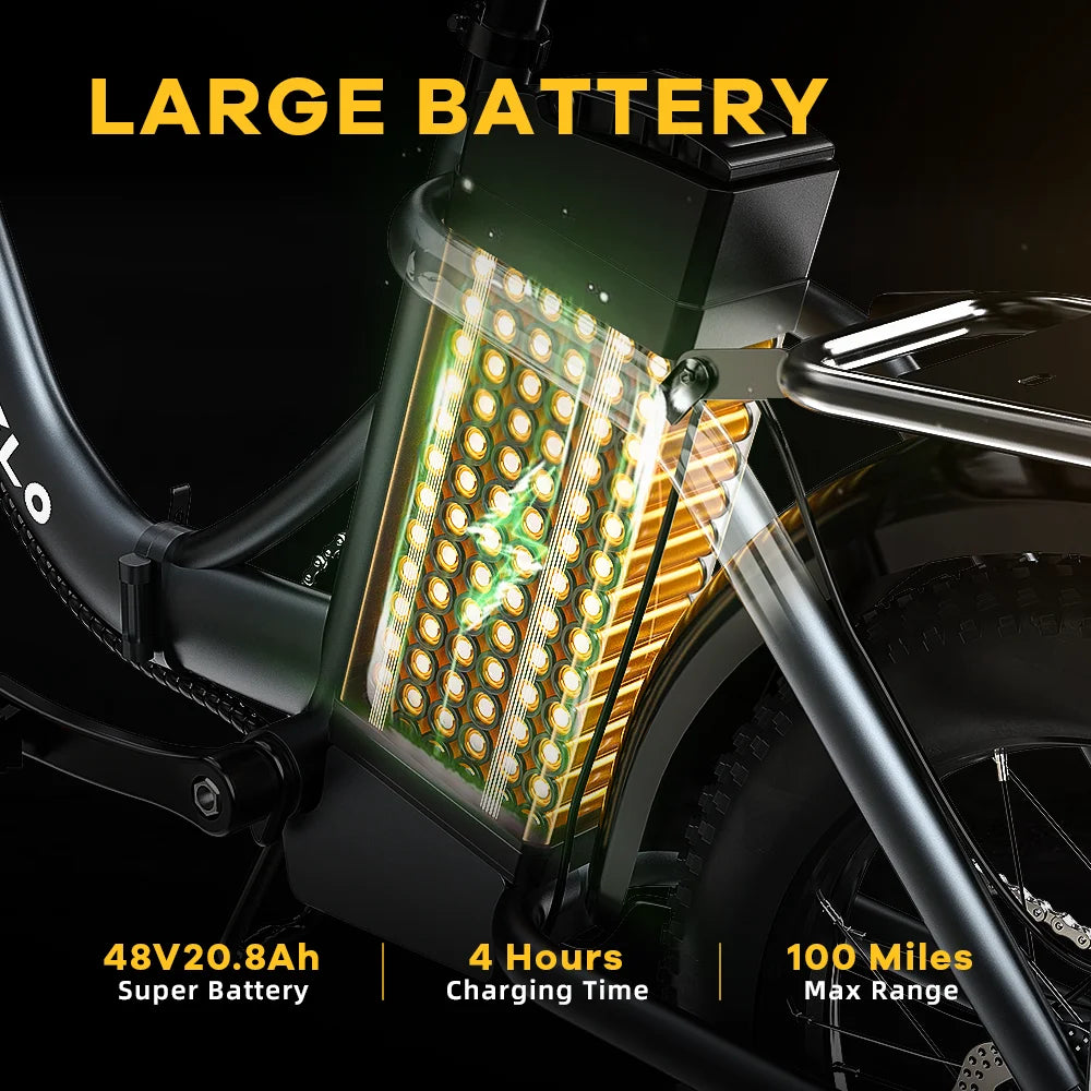 CYBERVELO 1000W Folding Fat Tire Electric Bike for Adults