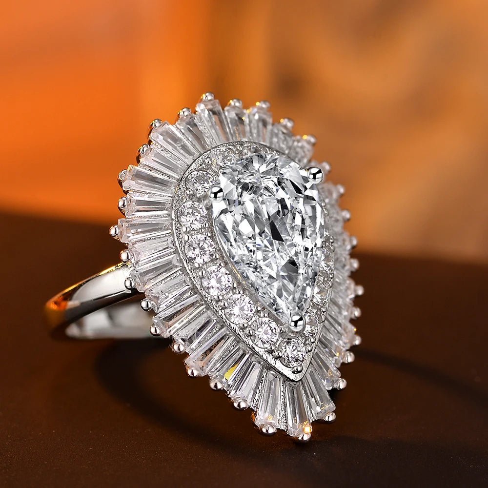 925 Sterling Silver Zircon Ring For Women Wedding Jewelry