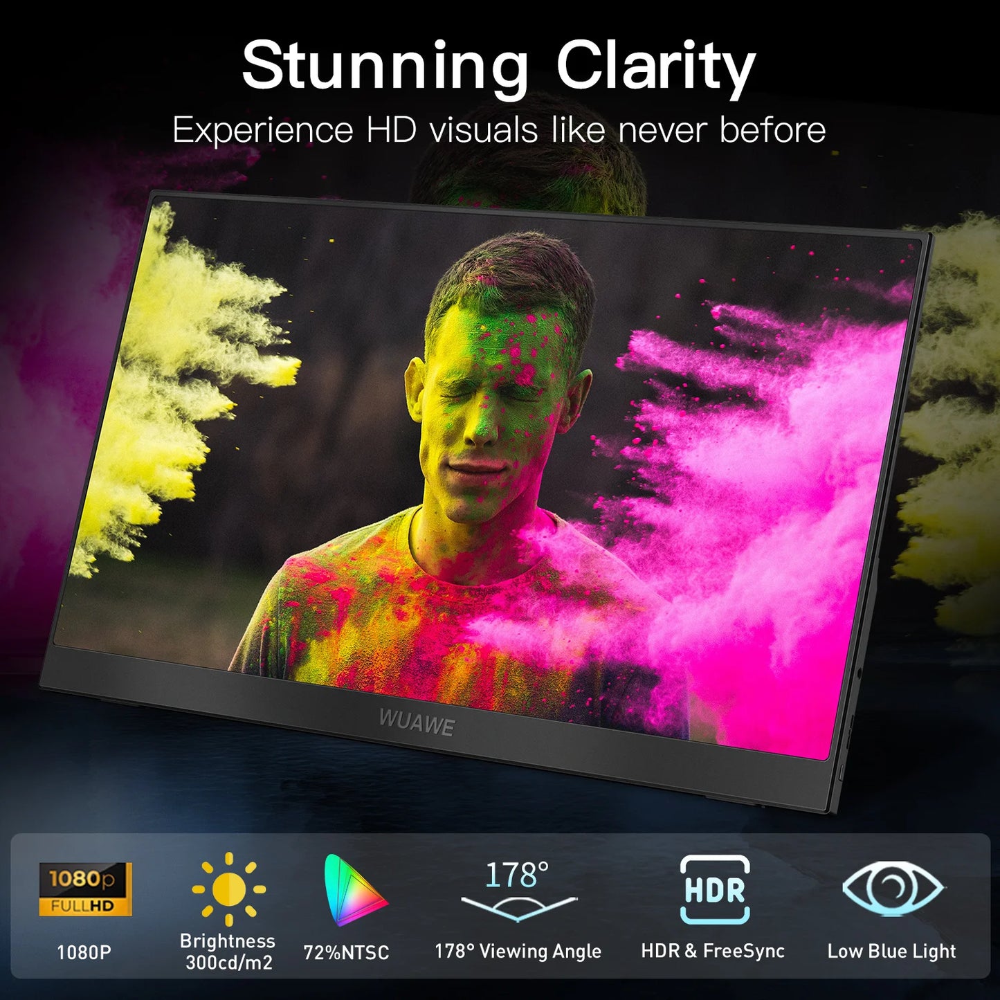 WUAWEB Portable Monitor 1080P USB C HDMI Travel Screen