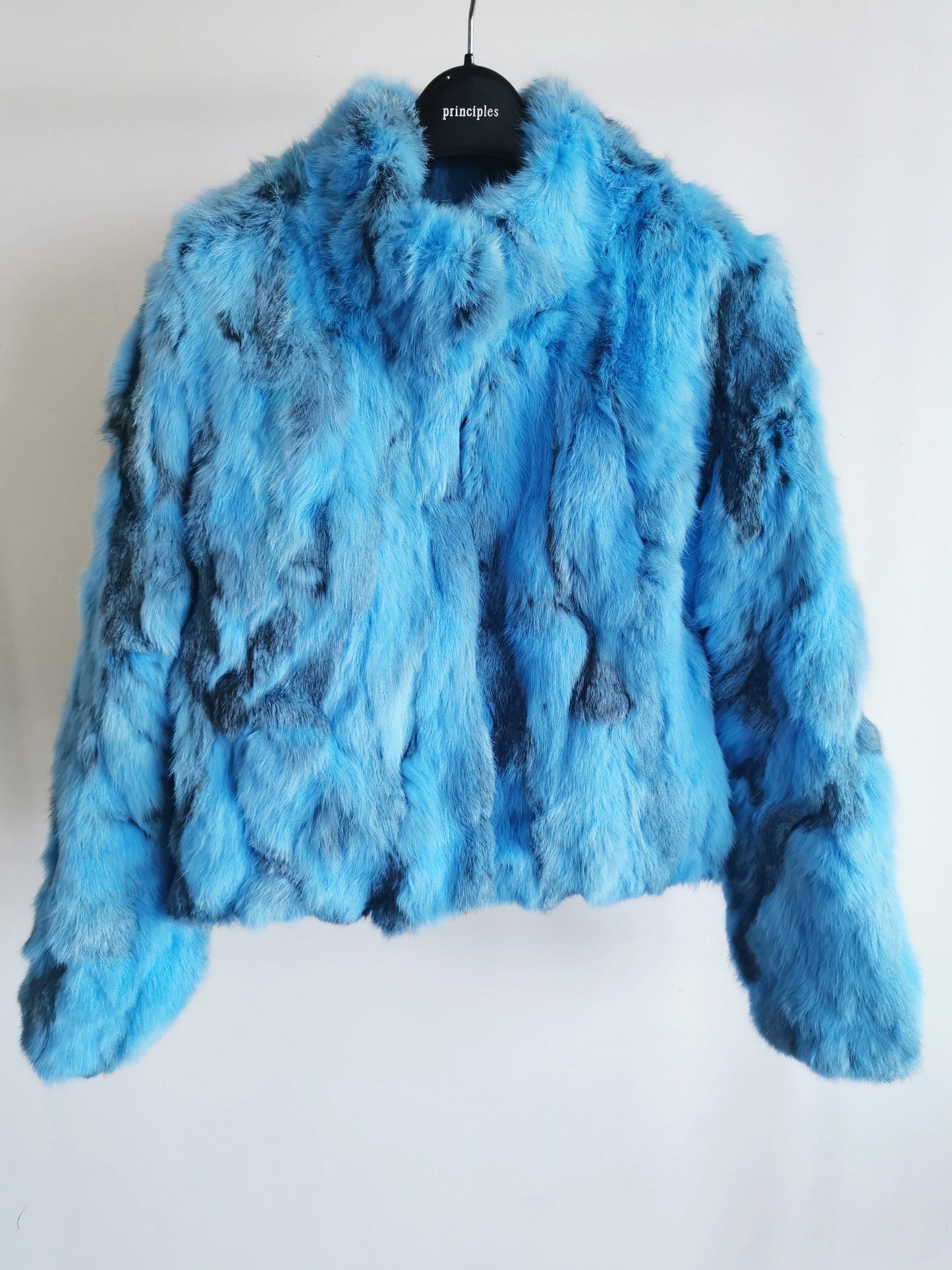 Tonfur Mandarin Collar Rabbit Fur Patchwork Coat For Women