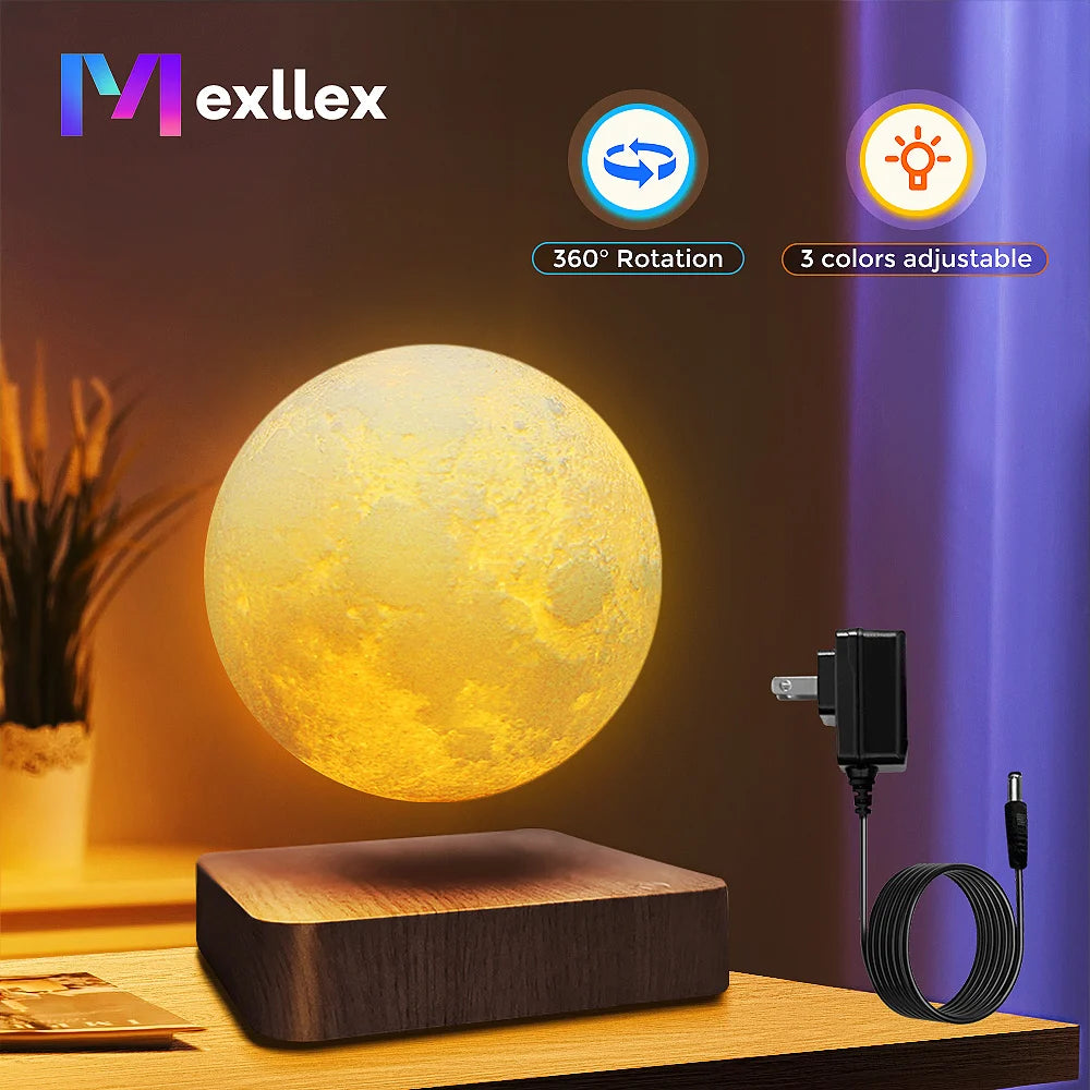 Mexllex Magnetic Moon Lamp Floating With Wooden Base