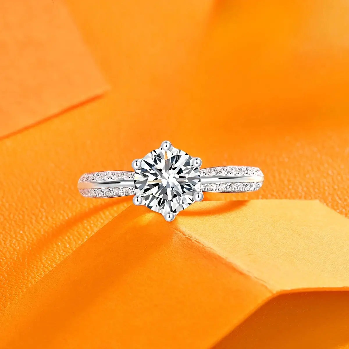 Moissanite Ring 925 Sterling Silver 18K Gold Plated GRA