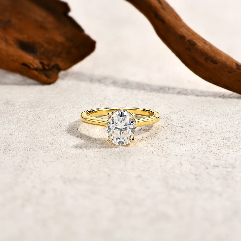 ATTAGEMS Moissanite Ring 925 Sterling Silver Women Wedding Jewelry