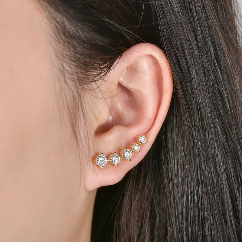 Oxtao Women's Moissanite Crawler Earrings 14K Gold Filled