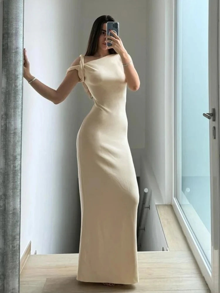 Weird Puss Bandage Dress Woman Summer Sexy Irregular Solid Sheath Chic Stretch  Body-Shape Smooth Birthday Party Elegant Bodycon