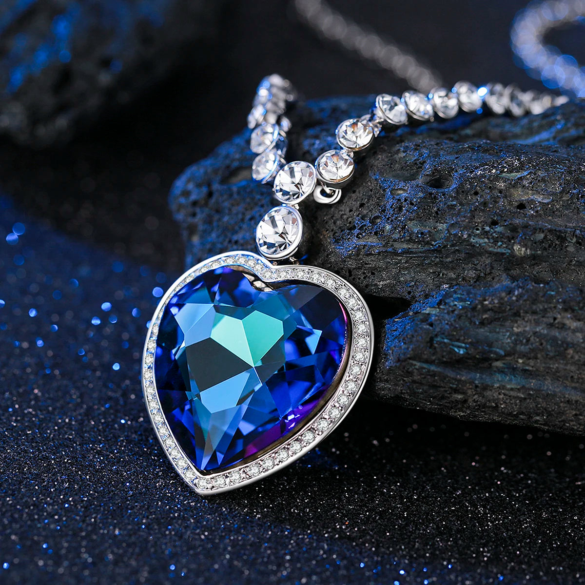 NONECN Heart Of The Ocean Necklace Titanic Inspired Crystal Pendant