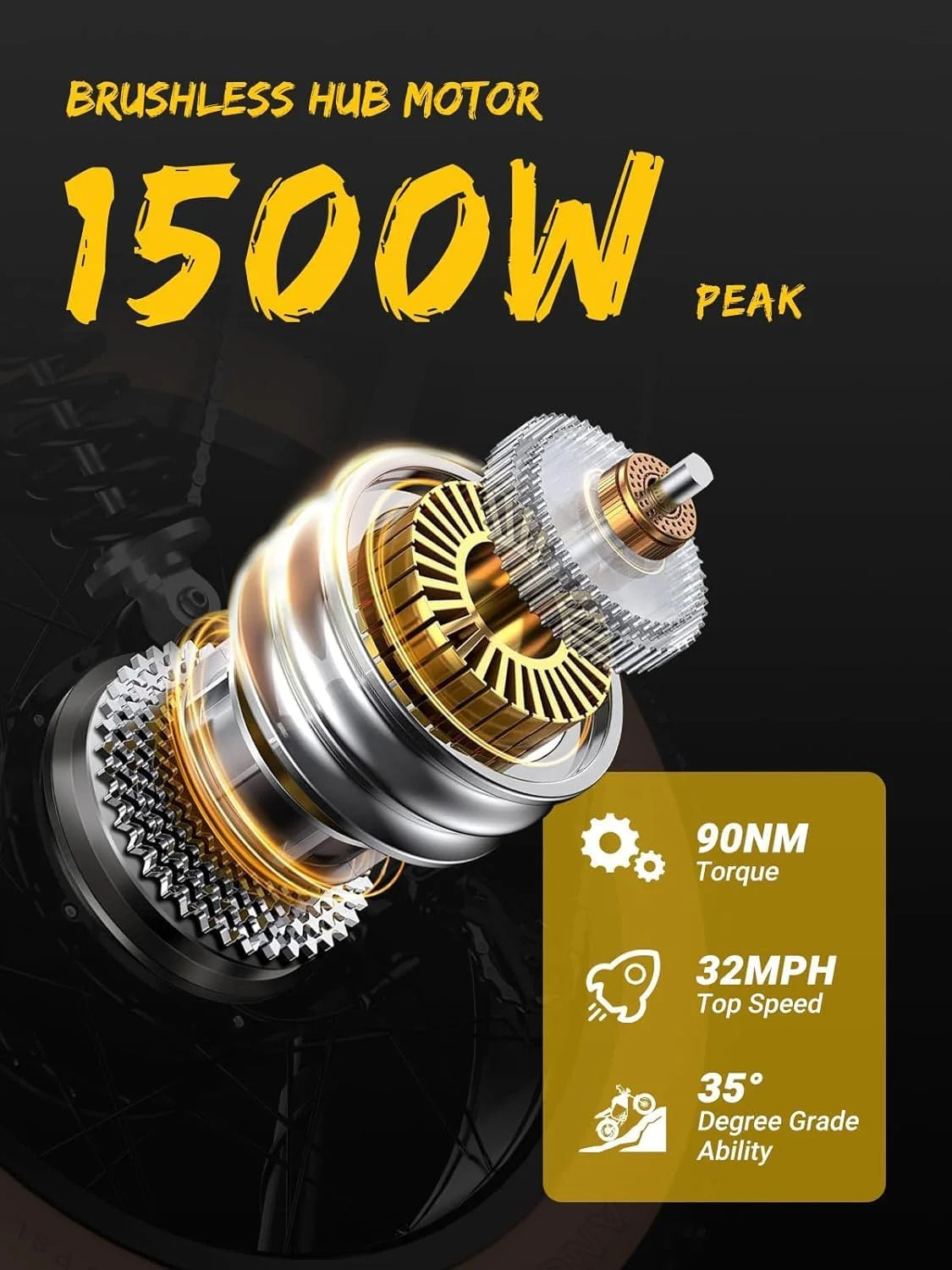 Luckeep M5 Electric Bike for Adults/Teen, 1500W Peak Motor, Max 32MPH,48V 15AH Battery, Max 60 Miles Electric Motorcycle